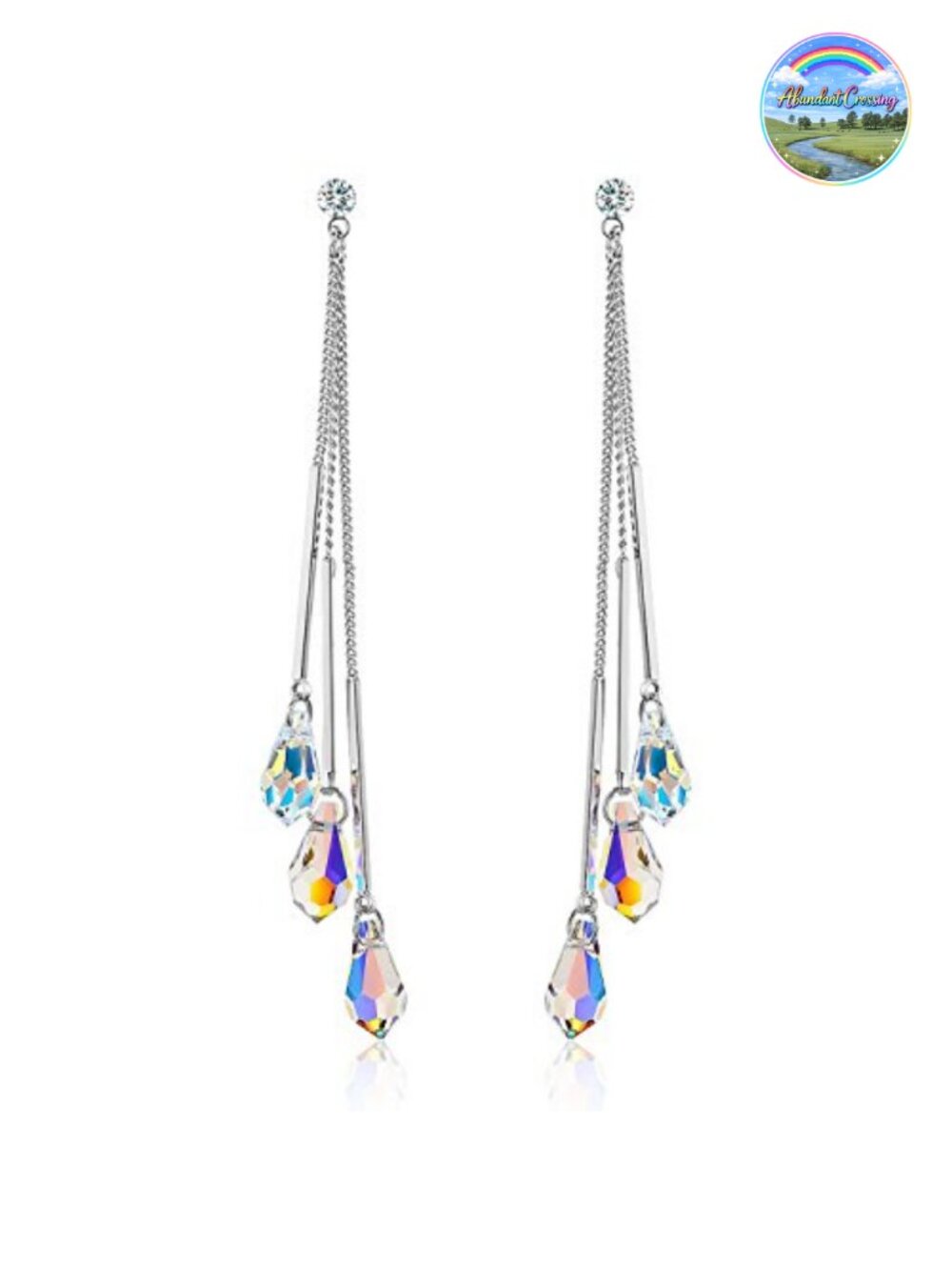 Platinum-Plated Multi-Teardrop Earrings with Austrian Crystals